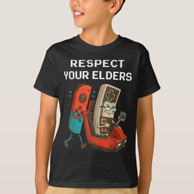 T-shirt Respect Your Elders Retro Gaming Funny Gamer Contr (Devant)