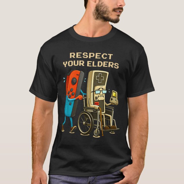 T-shirt Respect Your Elders Retro Gaming Funny Gamer Contr (Devant)