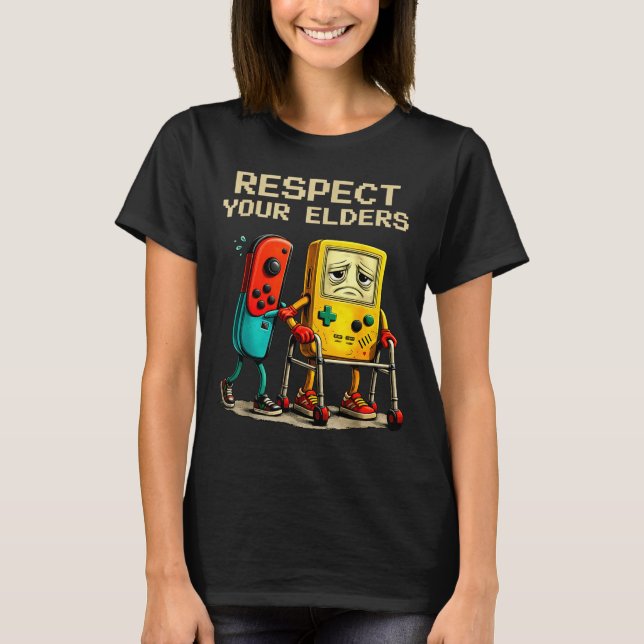 T-shirt Respect Your Elders Retro Gaming Funny Gamer Contr (Devant)