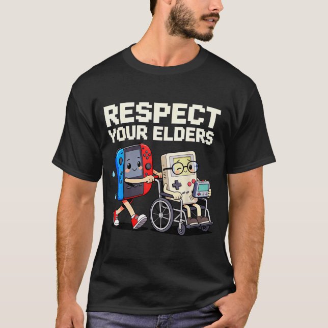 T-shirt Respect Your Elders Retro Gaming Funny Gamer Contr (Devant)
