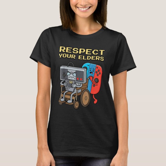 T-shirt Respect Your Elders Retro Gaming Funny Gamer Contr (Devant)
