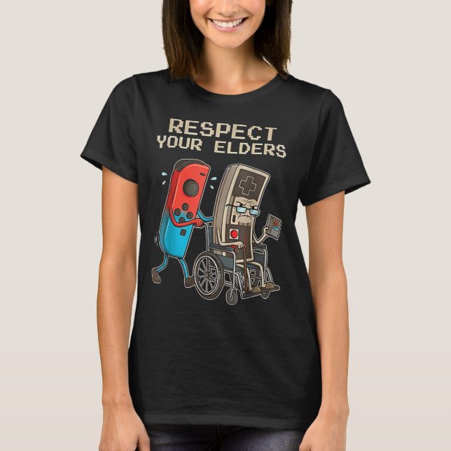 T-shirt Respect Your Elders Retro Gaming Funny Gamer Contr (Devant)