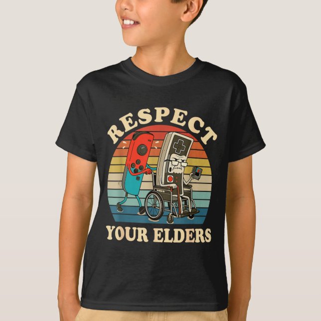T-shirt Respect Your Elders Retro Gaming Funny Gamer Contr (Devant)