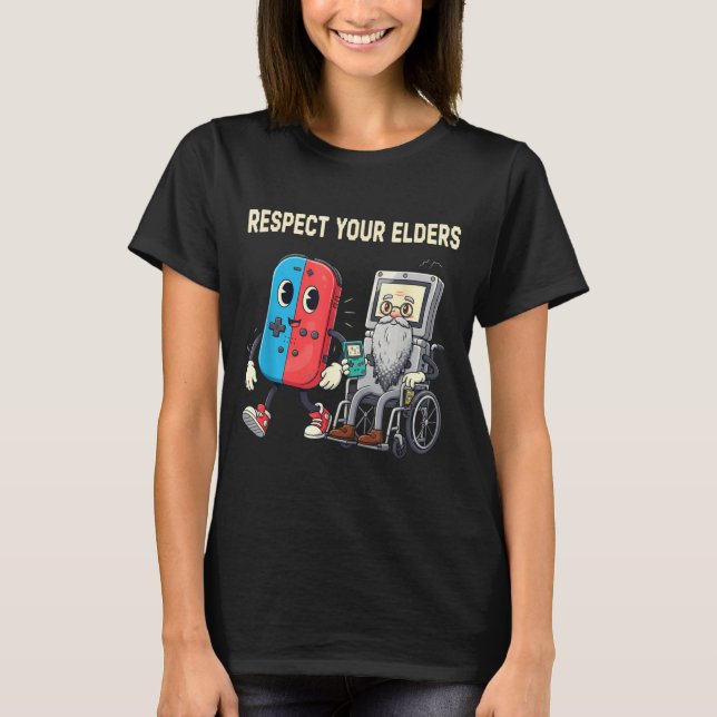 T-shirt Respect Your Elders Retro Gaming Funny Gamer Contr (Devant)