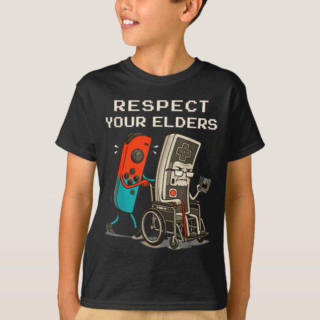 T-shirt Respect Your Elders Retro Gaming Funny Gamer Contr (Devant)