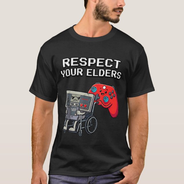 T-shirt Respect Your Elders Retro Gaming Funny Gamer Contr (Devant)