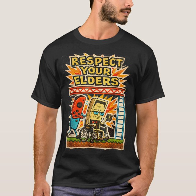 T-shirt Respect Your Elders Retro Gaming Funny Gamer Contr (Devant)