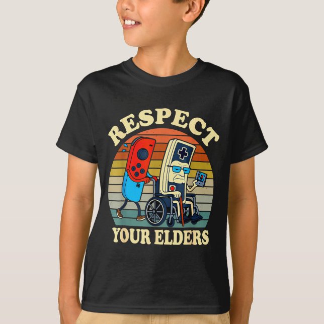 T-shirt Respect Your Elders Retro Gaming Funny Gamer Contr (Devant)