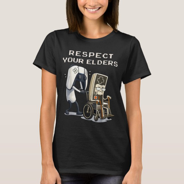 T-shirt Respect Your Elders Retro Gaming Funny Gamer Contr (Devant)
