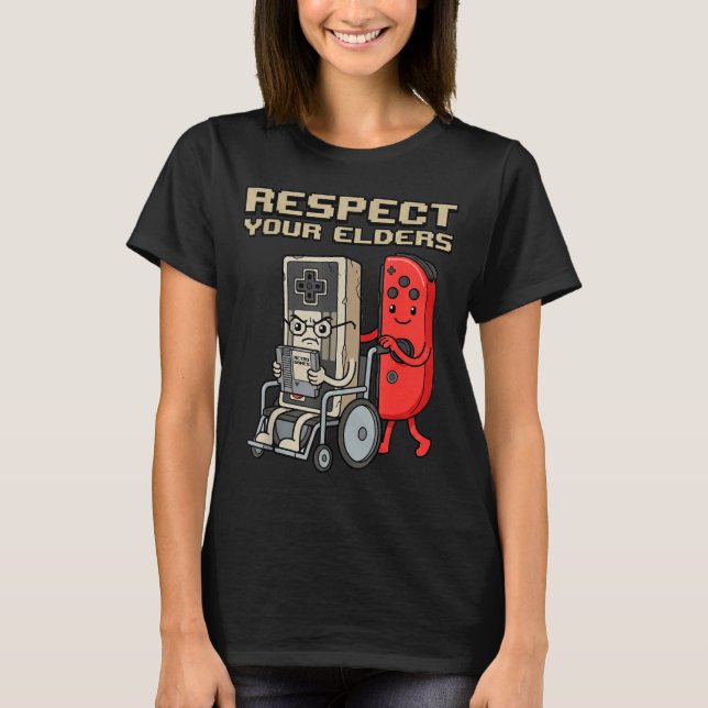 T-shirt Respect Your Elders Retro Gaming Funny Gamer Contr (Devant)