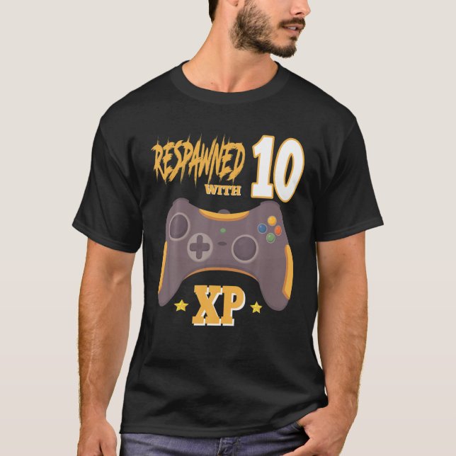 T-shirt Respecté Avec 10 XP Video Gamer 10e anniversaire G (Devant)