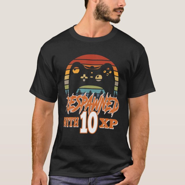 T-shirt Respecté Avec 10 XP Video Gamer 10e anniversaire G (Devant)