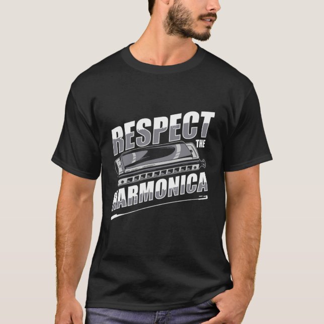 T-shirt respecter l'harmonica instrument bouche harpe noix (Devant)