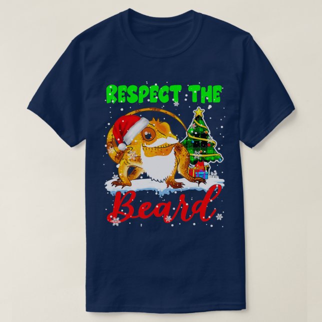 T-shirt Respectez La Barbe De Noël Plaid Arbre (Design devant)