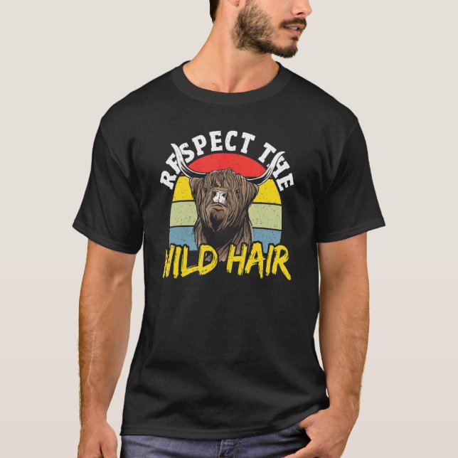 T-shirt Respectez La Chevelure Sauvage Vache Écossaise (Devant)