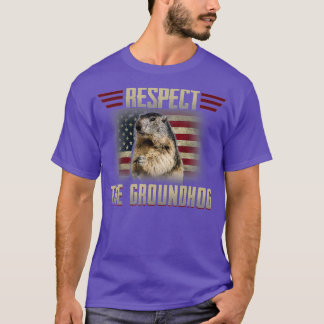T-shirt Respectez La Marmotte De Fond Woodchuck Photo Grou