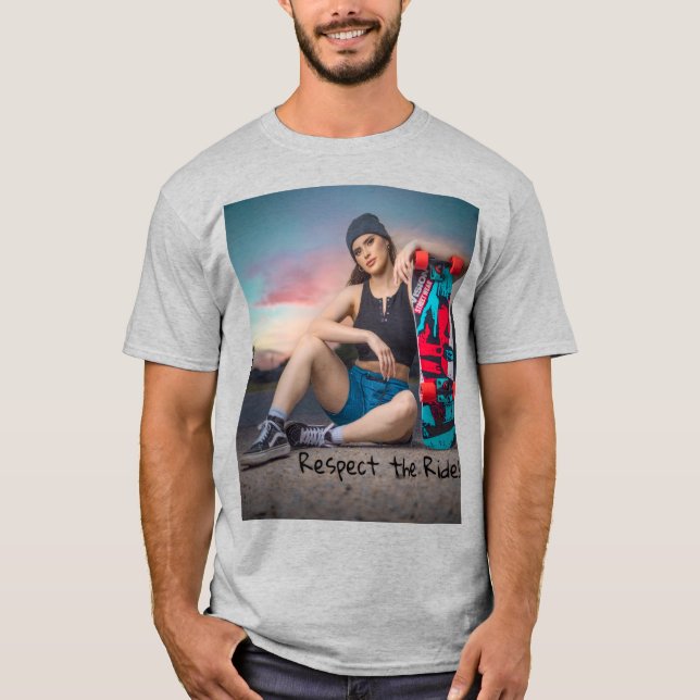 T-shirt Respectez la roue – Puissance de skateuse au couch (Devant)