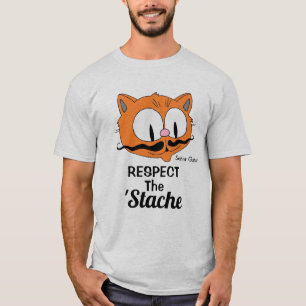 T-shirt Respectez Le Dessin De Stache Mustache Cat