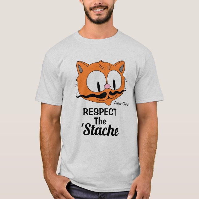 T-shirt Respectez Le Dessin De Stache Mustache Cat (Devant)