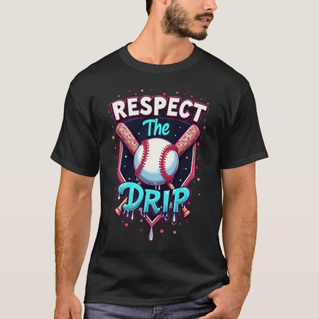T-shirt Respectez le Drip Funny Baseball Ice Cream Drip (Devant)