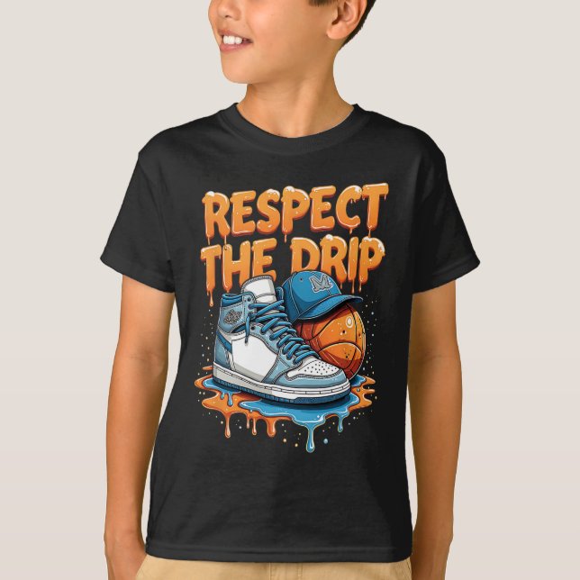 T-shirt Respectez le style de rue des baskets avec Drip Sn (Devant)