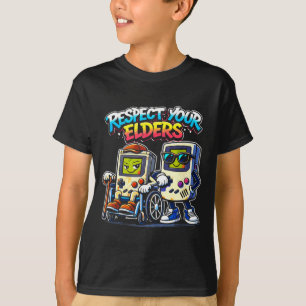 T-shirt Respectez les aînés jeu vidéo rétro drôle manette