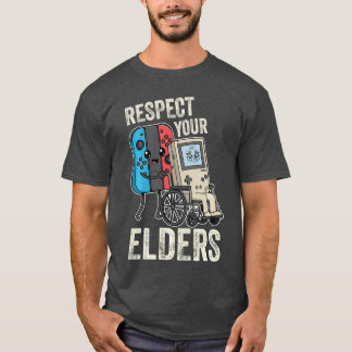 T-shirt Respectez Vos Aînés Funny 80s Manette de Jeu R