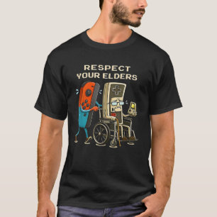 T-shirt Respectez Vos Aînés Rétro Gaming Drôle Gamer Contr