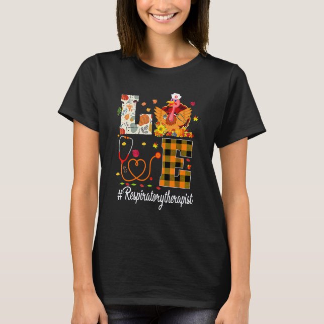 T-shirt Respiratory Therapist Love Thanksgiving Leopard  T (Devant)