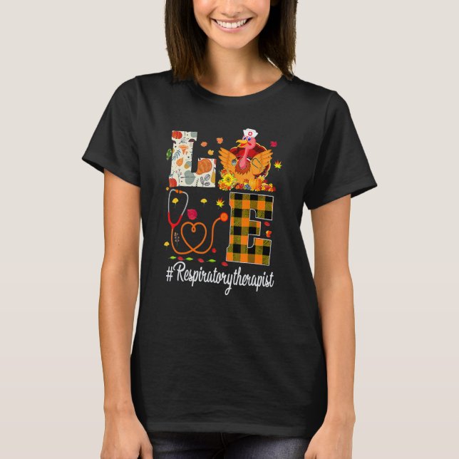 T-shirt Respiratory Therapist Love Thanksgiving Leopard  T (Devant)