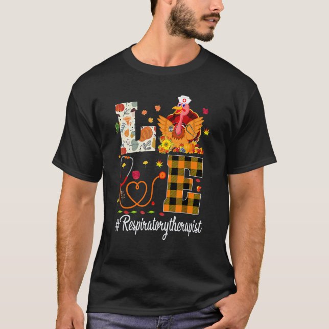 T-shirt Respiratory Therapist Love Thanksgiving Leopard  T (Devant)
