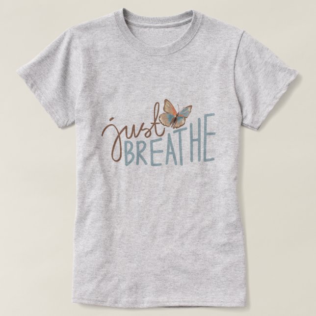 T-shirt Respire avec le papillon bleu (Design devant)