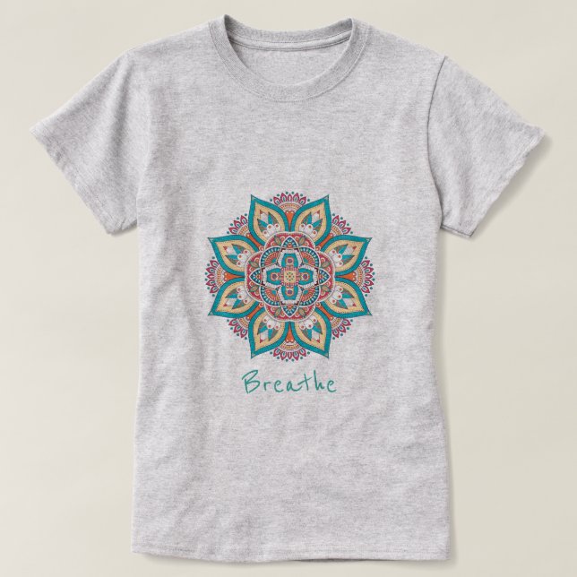 T-shirt Respire le slogan avec le design de mandala (Design devant)
