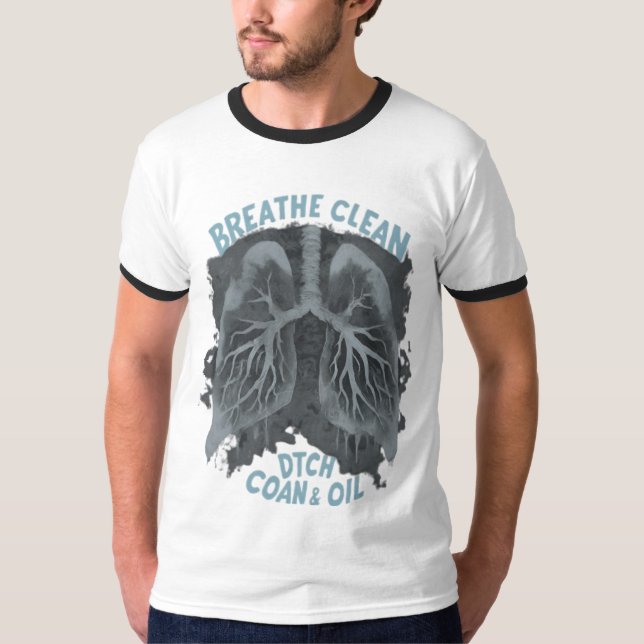 T-shirt Respirez sans frais : Charbon et huile pour un air (Devant)