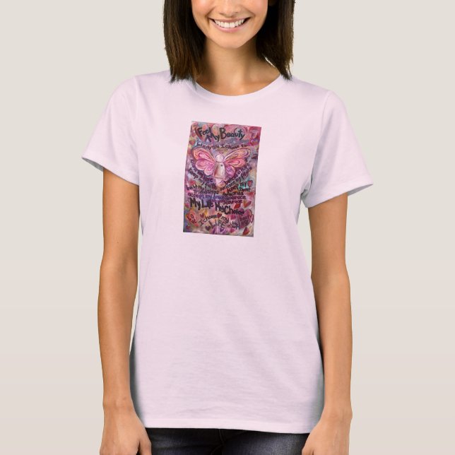 T-shirt Ressentez ma beauté Ange du cancer rose rose (Devant)