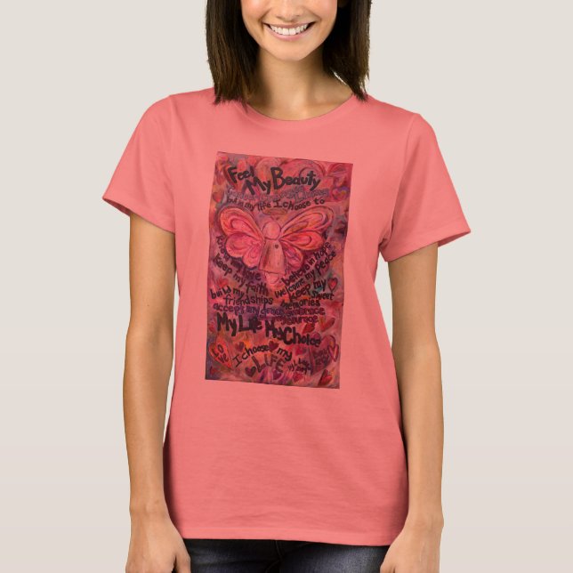 T-shirt Ressentez ma beauté Ange du cancer rose rose (Devant)
