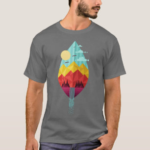 T-shirt Ressort de feuilles de la nature géométrique
