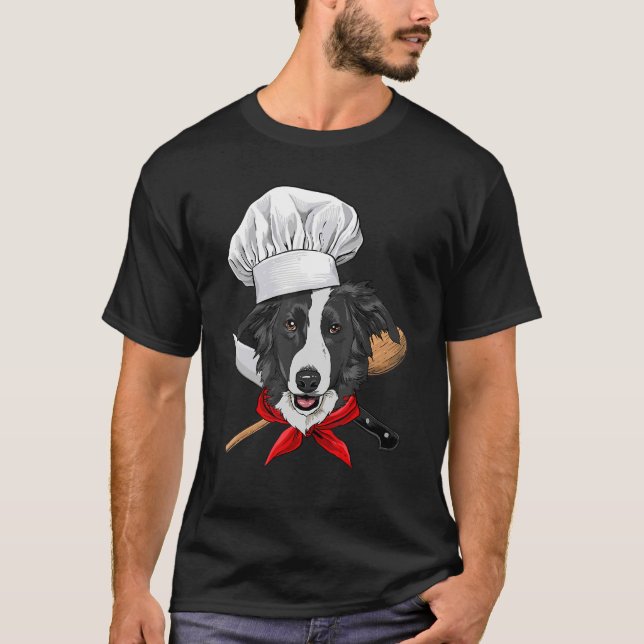 T-shirt Restaurant Border Collie Chef Cuisine Cuisine (Devant)
