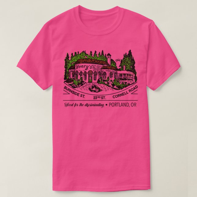 T-shirt Restaurant Defunct Henrys Portland Oregon (Design devant)