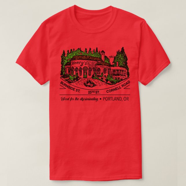 T-shirt Restaurant Defunct Henrys Portland Oregon (Design devant)