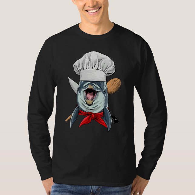 T-shirt Restaurant Dolphin Chef Kitchen Cook Culinary Cook (Devant)