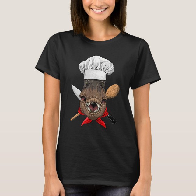 T-shirt Restaurant Rex Chef Cook Kitchen Cooking  Dinosaur (Devant)