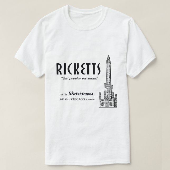 T-shirt Restaurant Ricketts, Chicago, Illinois (Design devant)