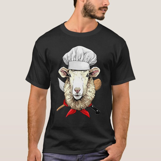 T-shirt Restaurant Sheep Lamb Chef Cook Kitchen Cooking  F (Devant)