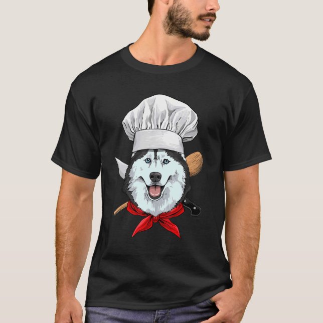 T-shirt Restaurant Siberian Husky Chef Cook Chien Cuisine (Devant)