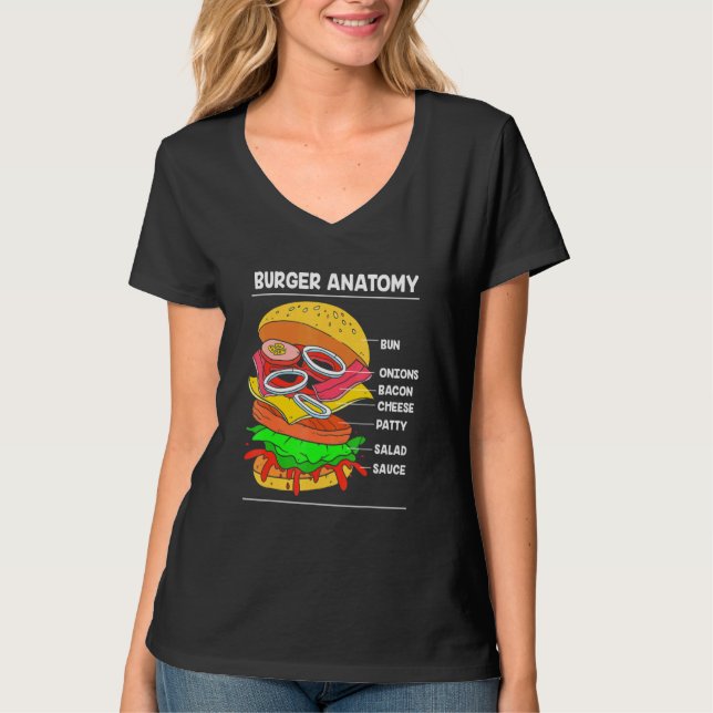 T-shirt Restauration Rapide Cheeseburger Anatomie D'Un Bur (Devant)