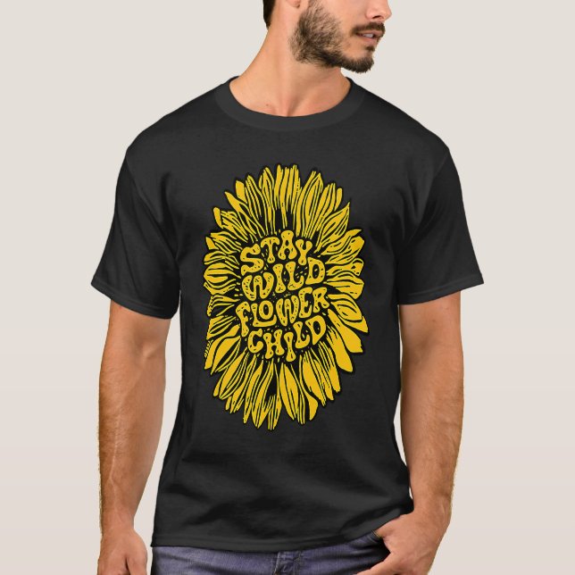 T-shirt Reste Fleur Enfant Sauvage Gitane Hippie Été Jaune (Devant)