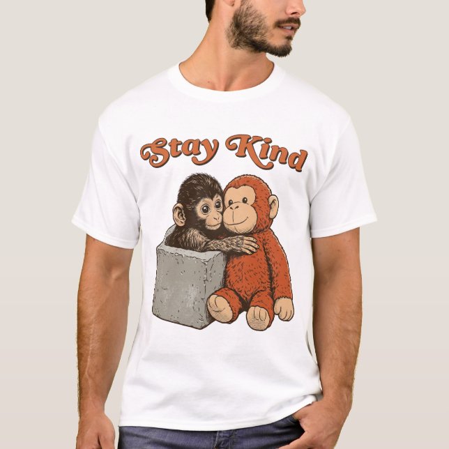 T-shirt Reste gentil bébé singe Punch (Devant)