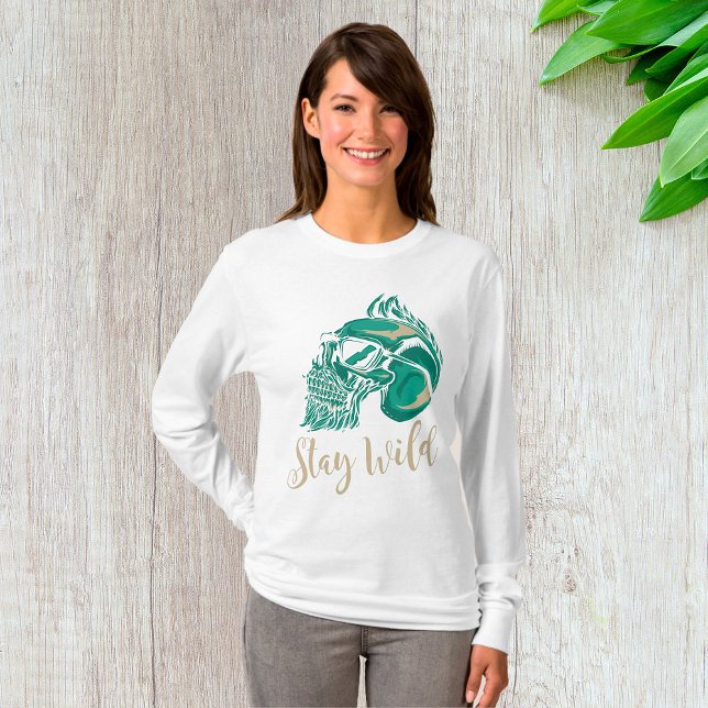T-shirt Reste Sauvage Crâne Barbu Moderne (Créateur téléchargé)