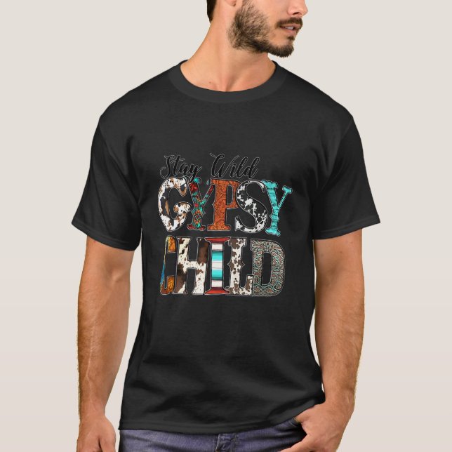 T-shirt Reste Sauvage Gitan Enfant Cowhide Serape Bohème (Devant)